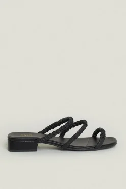 Hot Oasis Triple Strap Block Heel Mule Nude