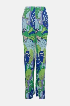 Best Oasis Tropical Plisse Wide Leg Trouser Blue