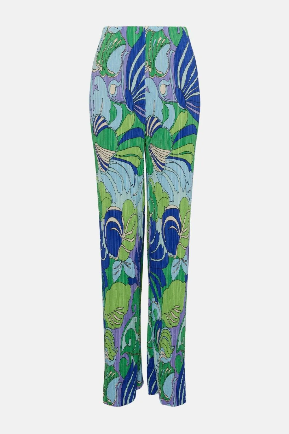 Best Oasis Tropical Plisse Wide Leg Trouser Blue