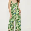 Fashion Oasis Tropical Print Strappy Jumpsuit Green