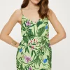 Clearance Oasis Tropical Print Strappy Mini Dress Green