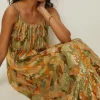Fashion Oasis Tropical Printed Metallic Midi Dress Floral