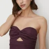 Fashion Oasis Tuille Twist Front Cut Out Midi Dress Berry