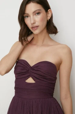 Fashion Oasis Tuille Twist Front Cut Out Midi Dress Berry