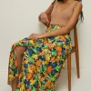 Best Oasis Tulip Printed Button Through Midi Skirt Multi