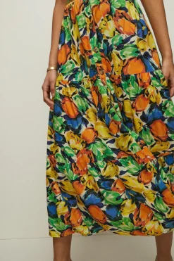 Best Oasis Tulip Printed Button Through Midi Skirt Multi