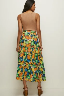 Best Oasis Tulip Printed Button Through Midi Skirt Multi