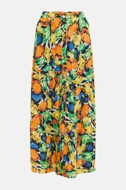 Best Oasis Tulip Printed Button Through Midi Skirt Multi
