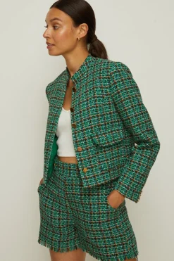 Outlet Oasis Tweed Button Detail Shorts Green