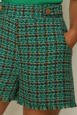 Outlet Oasis Tweed Button Detail Shorts Green