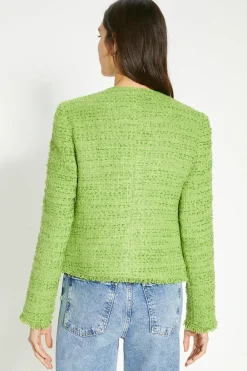 Online Oasis Tweed Fringe Pocket Detail Blazer Green