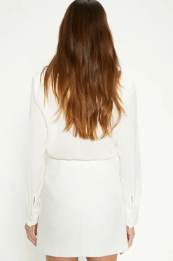 Hot Oasis Tweed Side Button Detail Mini Skirt White