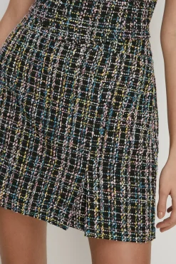 Sale Oasis Tweed Split Detail Mini Skirt Multi