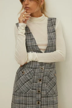 New Oasis Tweed V Neck Patch Pocket Mini Dress Multi