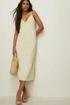 Clearance Oasis Twill Slip Dress Lemon