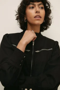 Best Oasis Twill Zip Through Jumpsuit Black