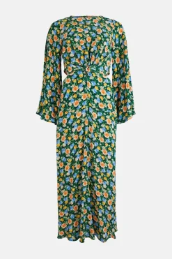 Fashion Oasis Twist Drape Front Garden Printed Midi Floral