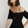 Online Oasis Twist Front Bardot Crepe Jumpsuit Black