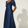 Sale Oasis Twist Front Bias Cut Maxi Dress Navy