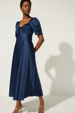 Sale Oasis Twist Front Bias Cut Maxi Dress Navy