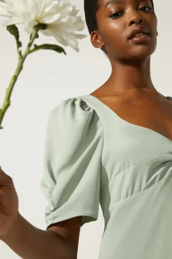 Fashion Oasis Twist Front Bias Cut Maxi Dress Sage