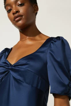 Sale Oasis Twist Front Bias Cut Maxi Dress Navy