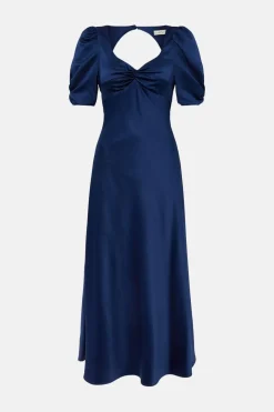 Sale Oasis Twist Front Bias Cut Maxi Dress Navy