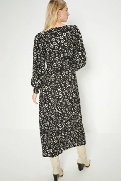 Hot Oasis Twist Front Crepe Midi Dress Animal