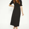 Discount Oasis Twist Front Jersey Crepe Midi Dress Black
