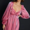 Fashion Oasis Twist Front Shimmer Skater Dress Pink