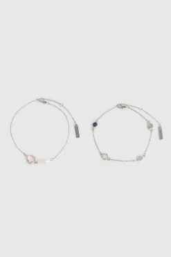 Online Oasis Two Pack Stone & Pearl Bracelet Silver