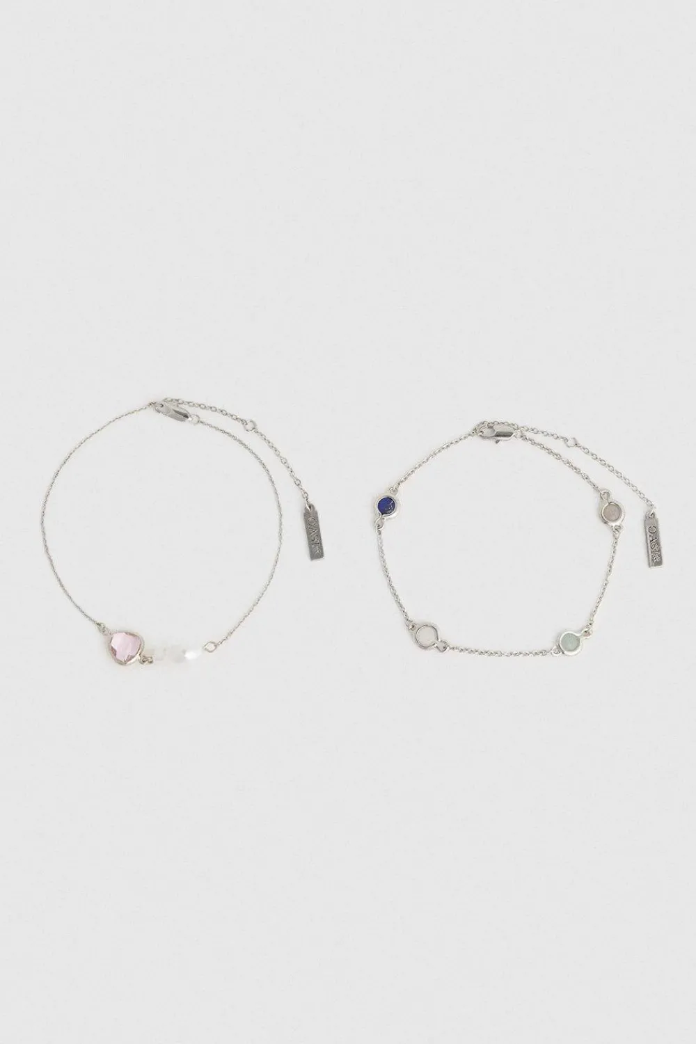 Online Oasis Two Pack Stone & Pearl Bracelet Silver