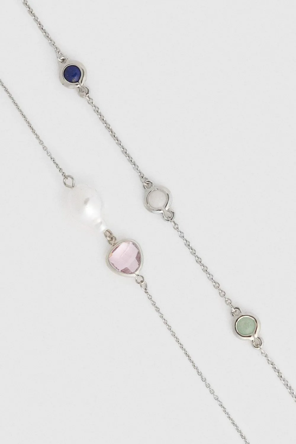 Online Oasis Two Pack Stone & Pearl Bracelet Silver
