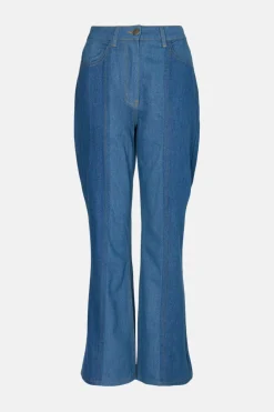 Sale Oasis Two Tone Flared Jean Dark Blue