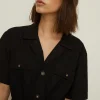 Hot Oasis Utility Button Through Dress Black
