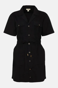 Hot Oasis Utility Button Through Dress Black
