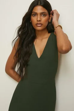 Hot Oasis V Neck Sleeveless Dress Khaki
