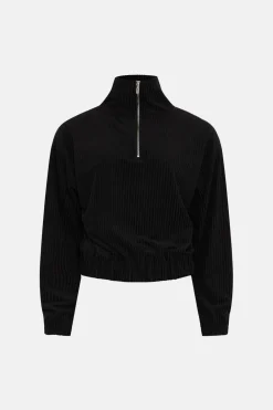 Discount Oasis Velour Rib Half Zip Sweater Camel