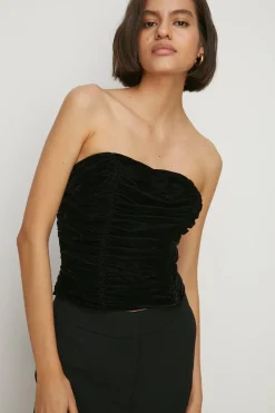 Best Oasis Velvet Bustier Top Black