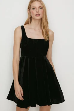 Online Oasis Velvet Corset Skater Mini Dress Hot Pink