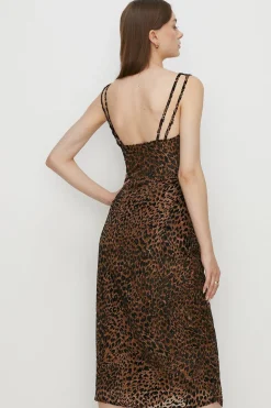 Fashion Oasis Velvet Devore Ruched Front Dress Animal