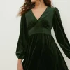 Outlet Oasis Velvet Empire Seam Mini Dress Purple