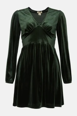 Outlet Oasis Velvet Empire Seam Mini Dress Purple