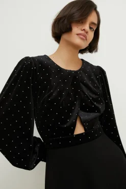 Clearance Oasis Velvet Sparkle 2 In 1 Skater Dress Black