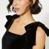 Hot Oasis Velvet Tie Shoulder Dress Black