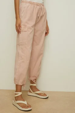 Sale Oasis Washed Cotton Twill Cargo Trouser Washed Pink