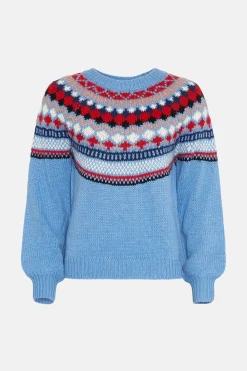 Discount Oasis Wool Blend Crew Neck Fairisle Jumper Green