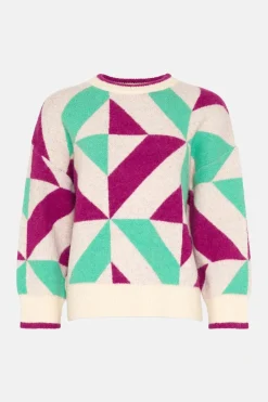 Best Oasis Wool Blend Oversized Geo Jacquard Jumper Ivory