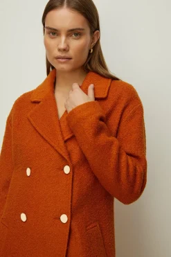 Clearance Oasis Wool Mix Boucle Oversized Coat Burnt Orange