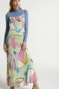 Best Oasis Zaya Kai Painted Brushstroke Strappy Dress Sage